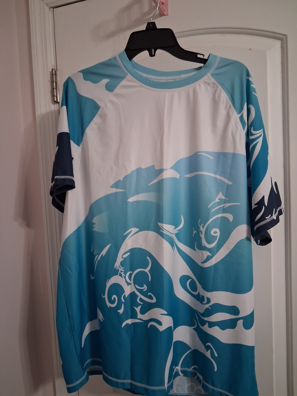 Blue & White Men's Swim Rash Guard